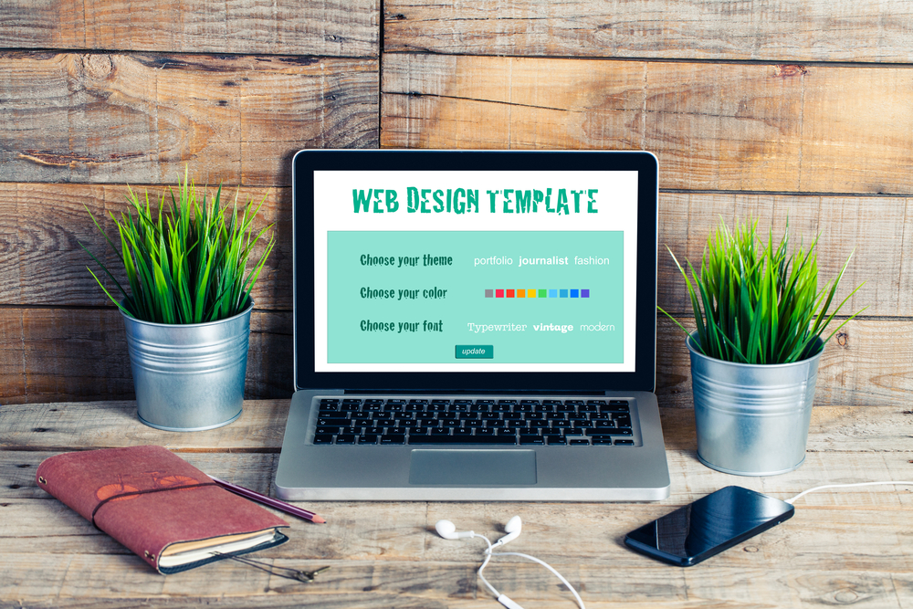 laptop showing example of choosing a wordpress theme