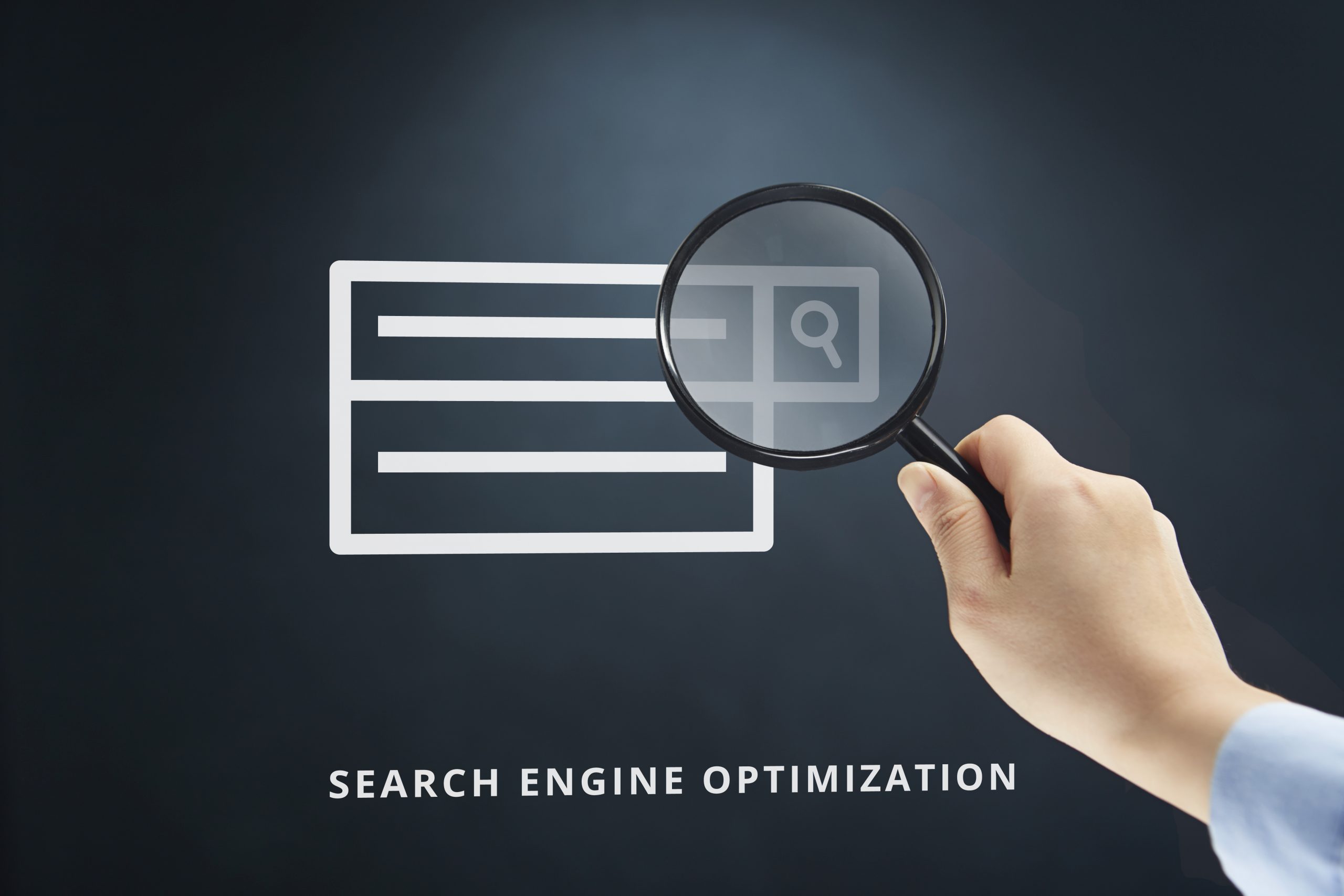 magnifying glass over a search engine