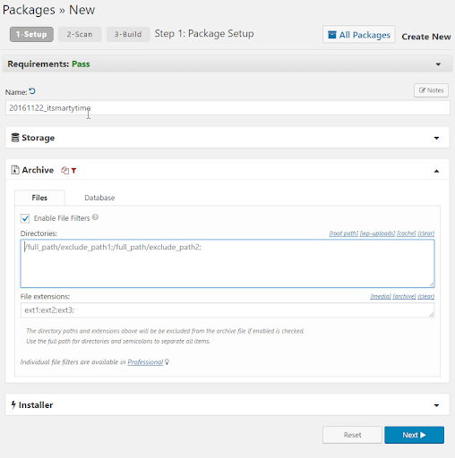 WordPress backup and restore
