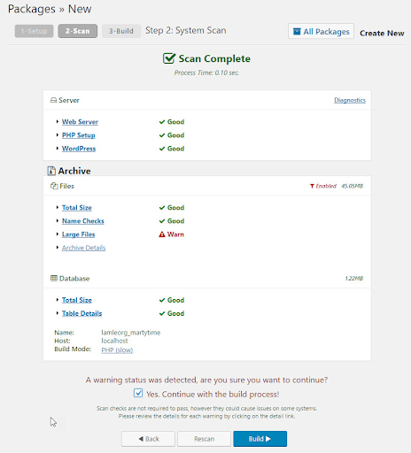 WordPress backup and restore