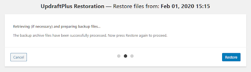 UpDraftPlus Restoration