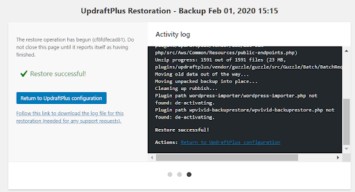 UpDraftPlus Restoration