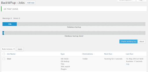 WordPress backup and restore