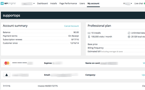 wpengine invoice