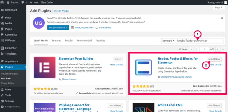 header footer plugin