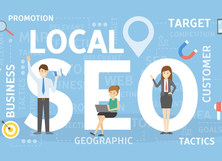 a digital rendering showing people doing local seo