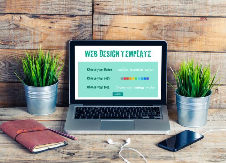 laptop showing example of choosing a wordpress theme